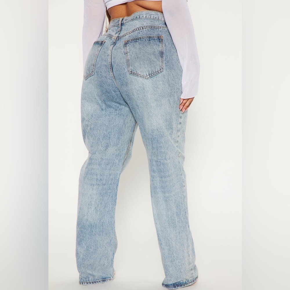 NWT Fashion Nova Crossover Straight Leg Jeans - Light Blue Wash sz 15 - Picture 5 of 8